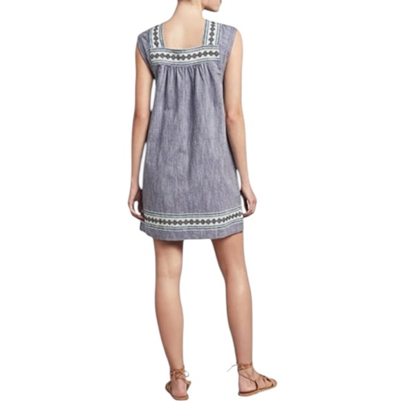 Faherty Hailee Blue Dress with White Embroidery Size S - Picture 2 of 12